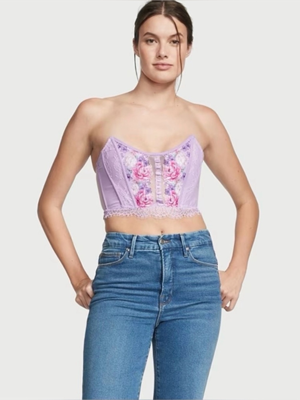 Victoria's Secret Lavender Floral Lace Bustier Bra